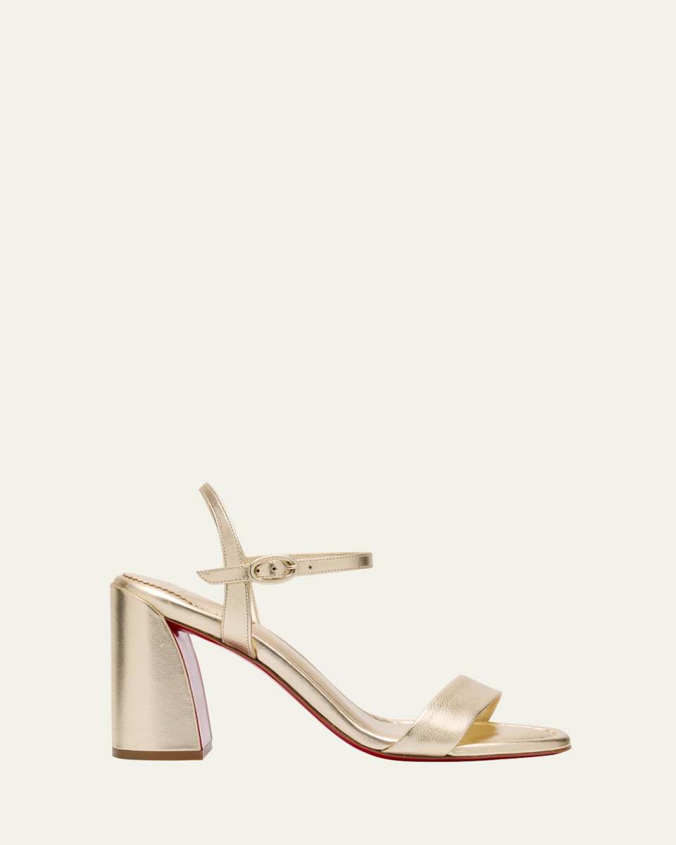 Miss Jane Metallic Red Sole Ankle-Strap Sandals